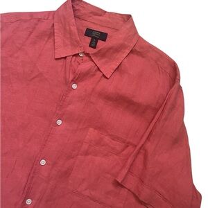 Club Room Luxury Men’s Linen Shirt XL Coral Red Button Down